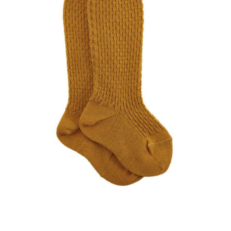 Wool Patterned Tights – Curry