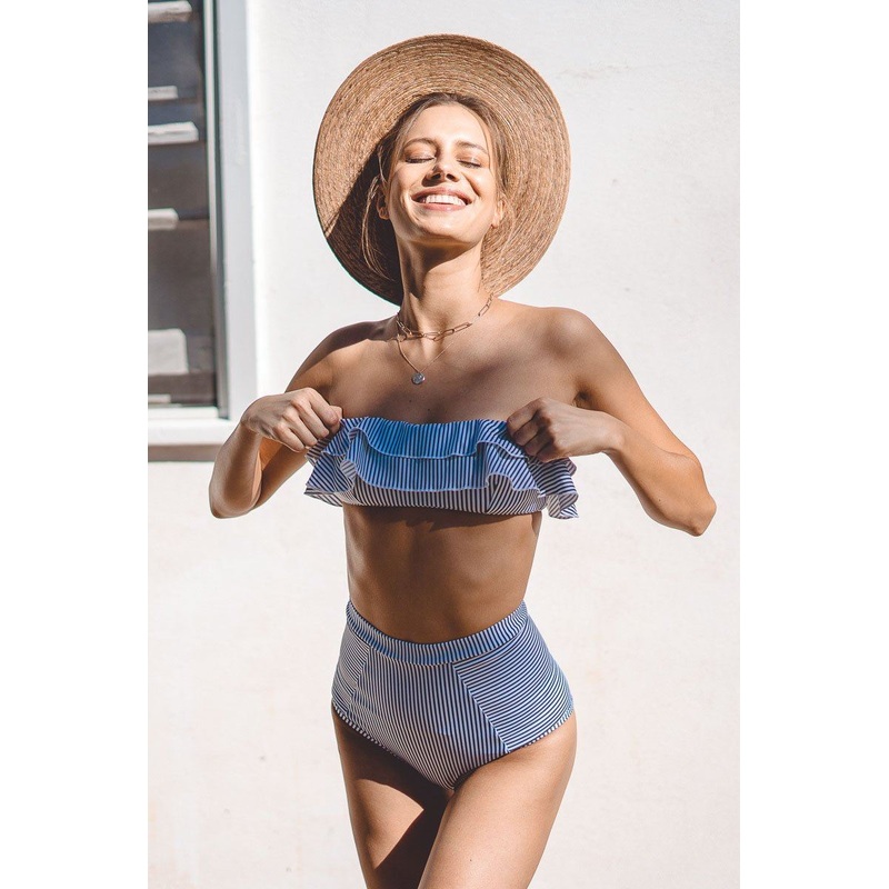 Dakota Bandeau Bikini – Blue & White