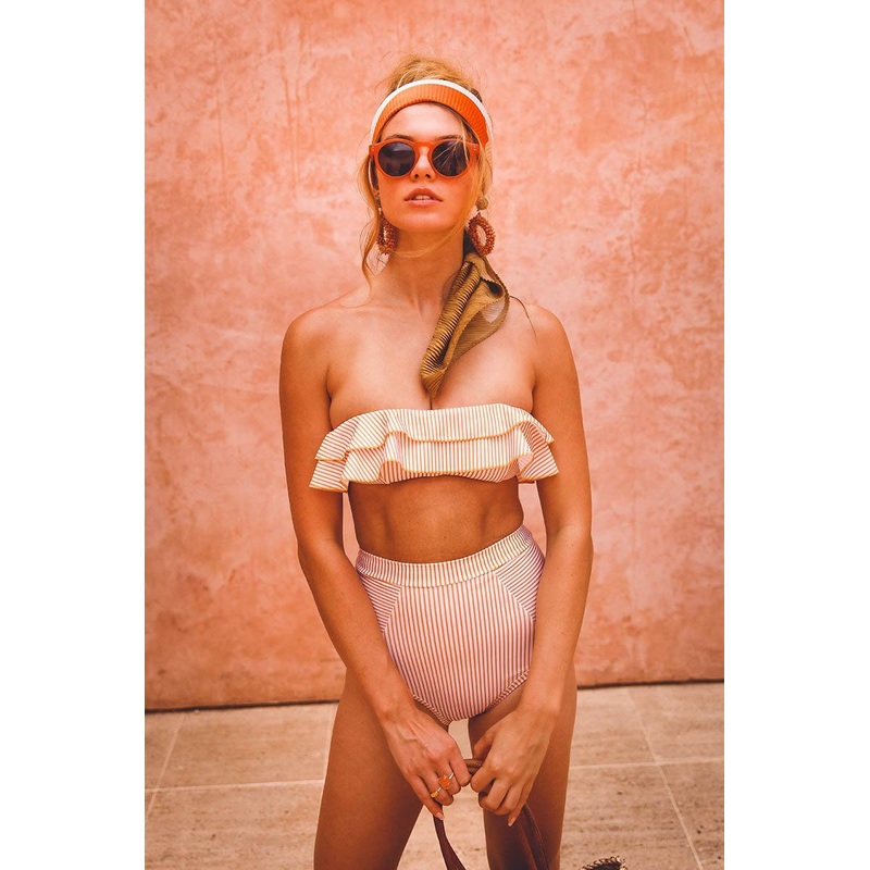 Perth Bandeau Bikini – Yellow & White