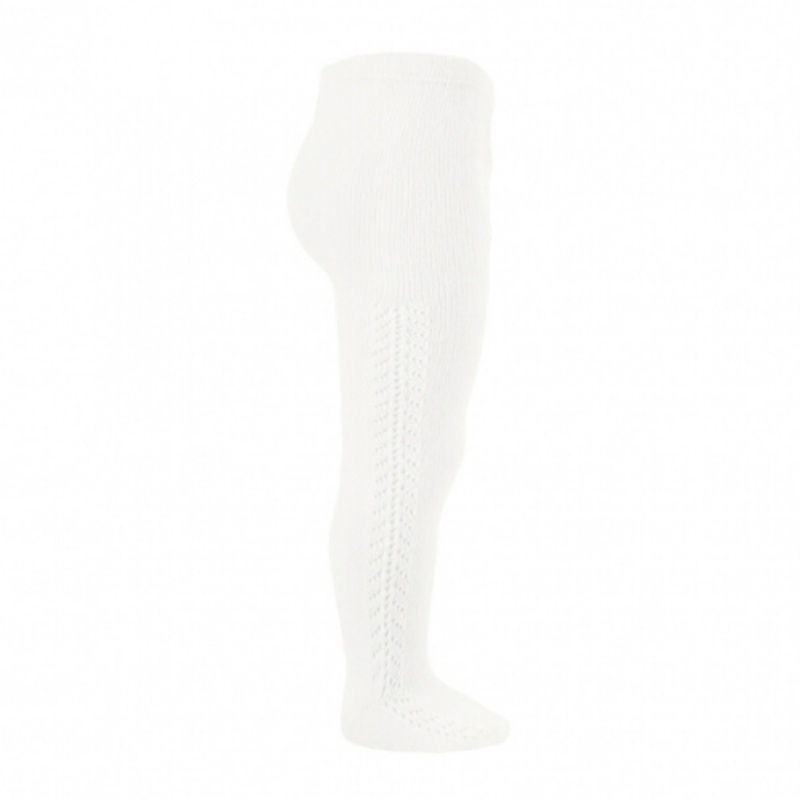 Side Openwork Warm Tights – White