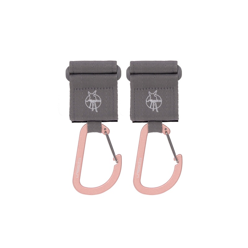 Stroller Hooks with Carabiner (2 pcs), Grey