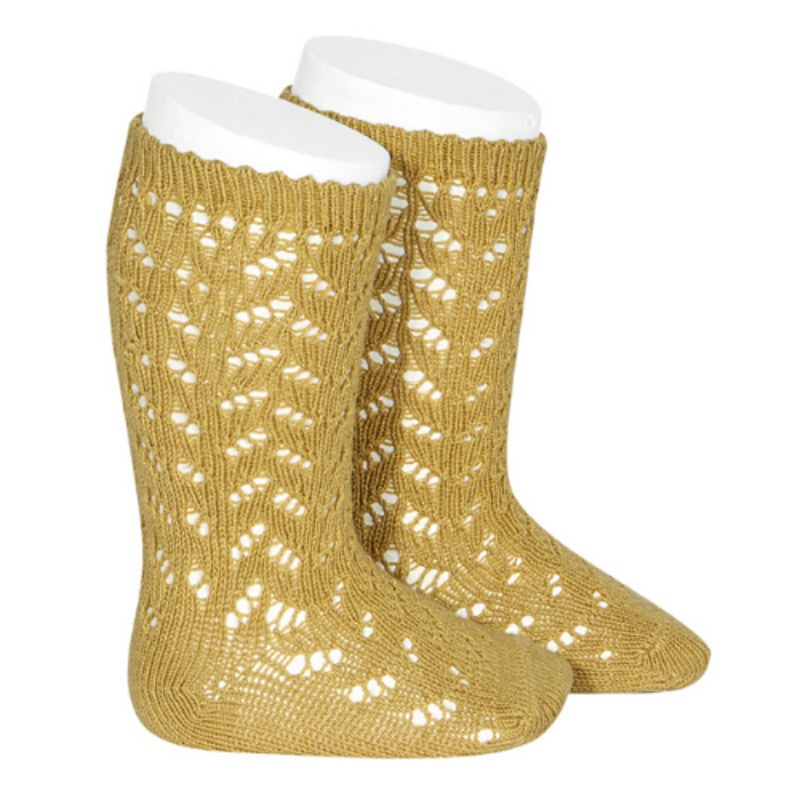 Warm Crochet Knee Socks – Mustard