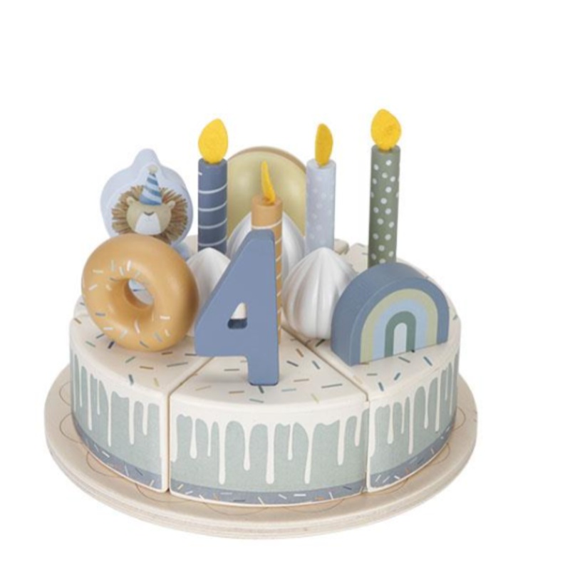 Wooden birthday cake Blue – 26-pcs