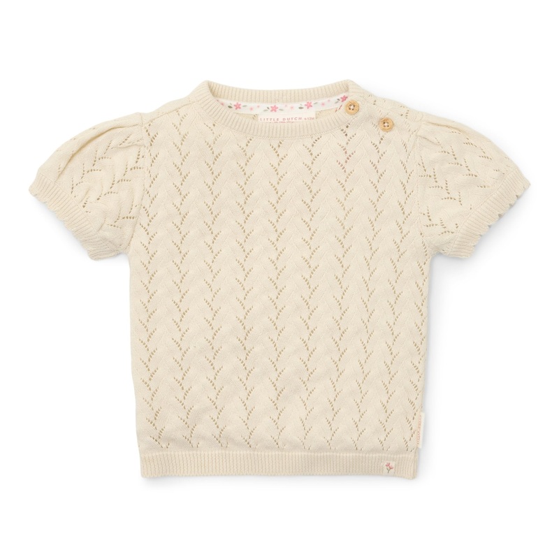 Knitted Short Sleeve Pullover – Creme