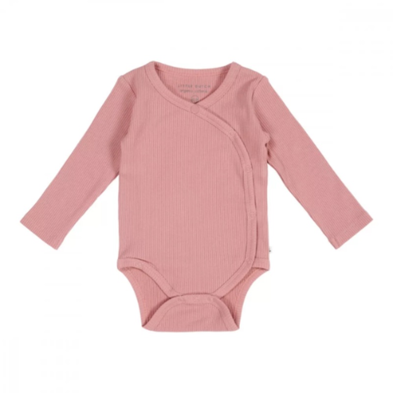 Bodysuit Wrap Long Sleeves Rib Vintage Pink