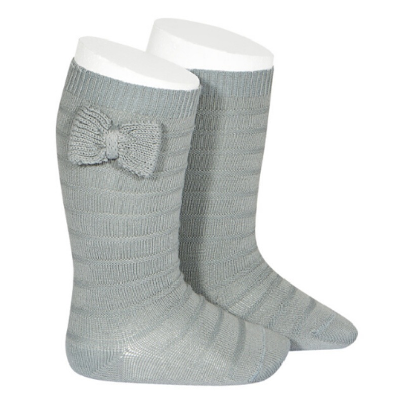 Knit Bow Knee-High Socks – Dry Green