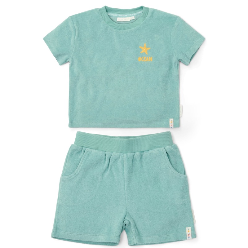 T-Shirt & Shorts Set – Seashells and Stripes Surf Blue