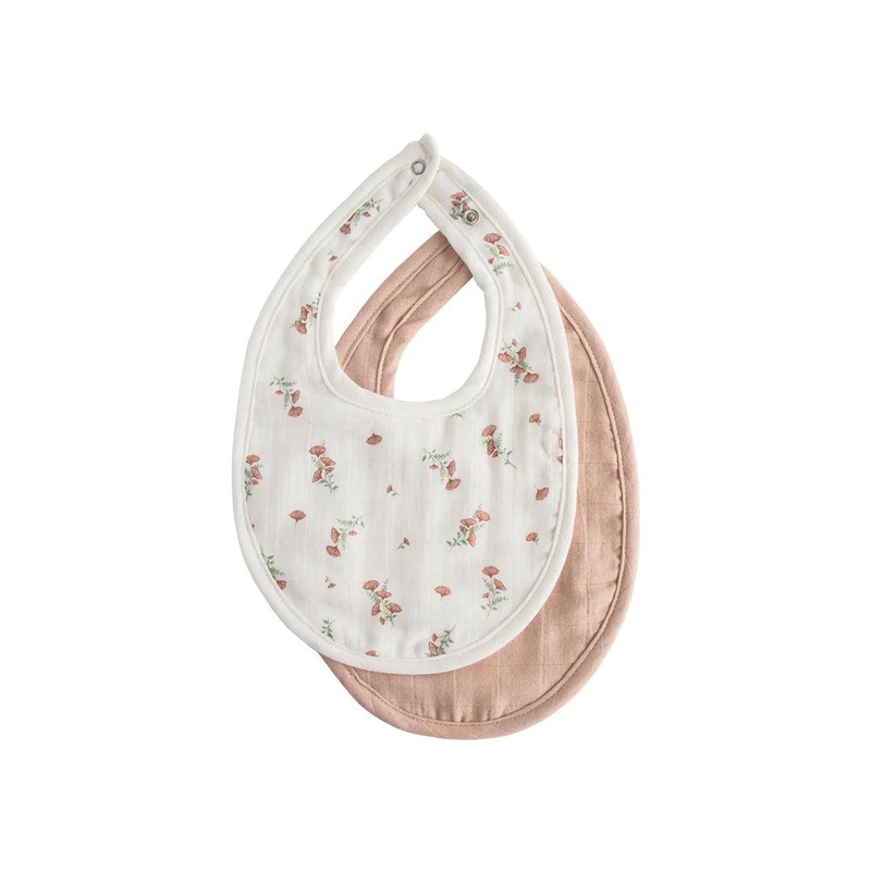 Mushie Muslin Bib | 2-Pack – Blush/Pink Floral