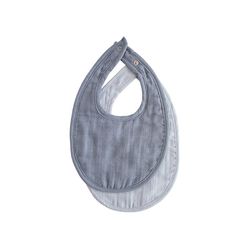 Mushie Muslin Bib | 2-Pack – Tradewinds/Baby Blue