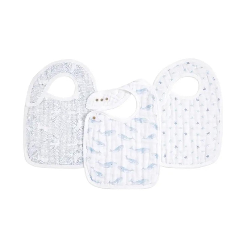 aden + anais Organic Cotton Muslin Snap Bibs 3pk – Oceanic