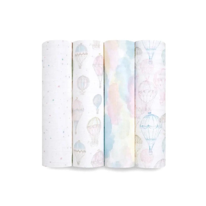 aden + anais Large Organic Cotton Muslin Swaddles 4pk – Above The Clouds