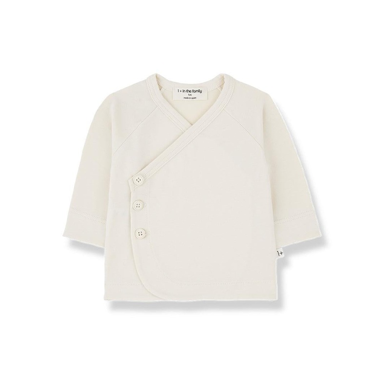 1+ In The Family Elodie Long Sleeve Newborn Shirt – Ecru