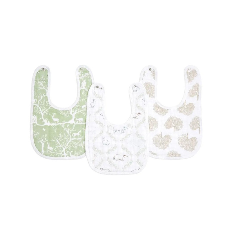 aden + anais Essentials Cotton Muslin Baby Snap Bibs – 3 Pack – Harmony