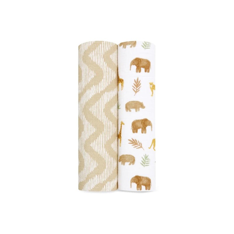 aden + anais Essentials Cotton Muslin 2 Pack Swaddle Blanket – Tanzania