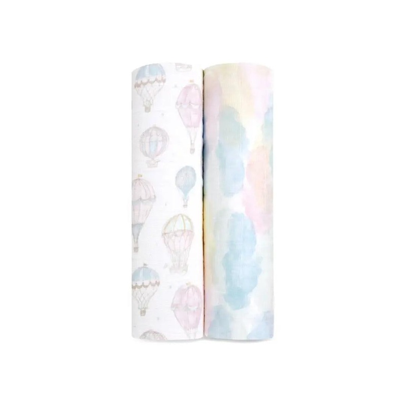 aden + anais Large Organic Cotton Muslin Swaddles 2pk – Above The Clouds