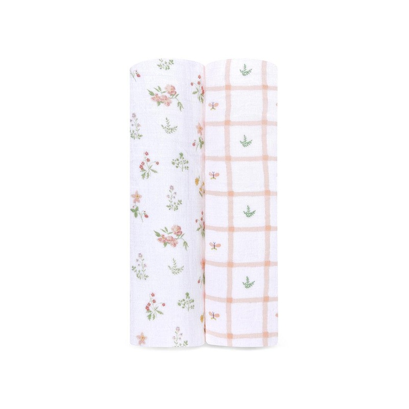aden + anais Essentials Cotton Muslin Swaddle Blanket – 2 Pack – Country Floral