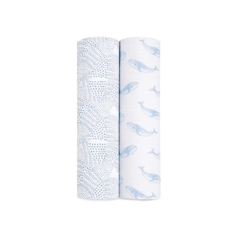 aden + anais Large Organic Cotton Muslin Swaddles 2pk – Oceanic