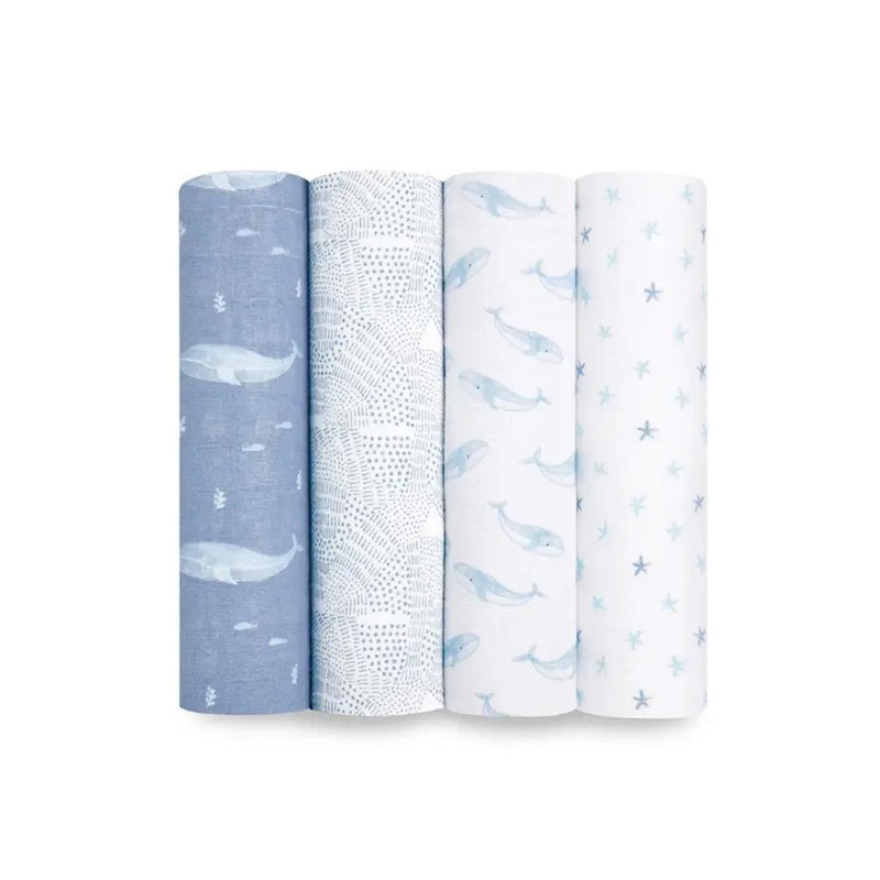 aden + anais Large Organic Cotton Muslin Swaddles 4pk – Oceanic