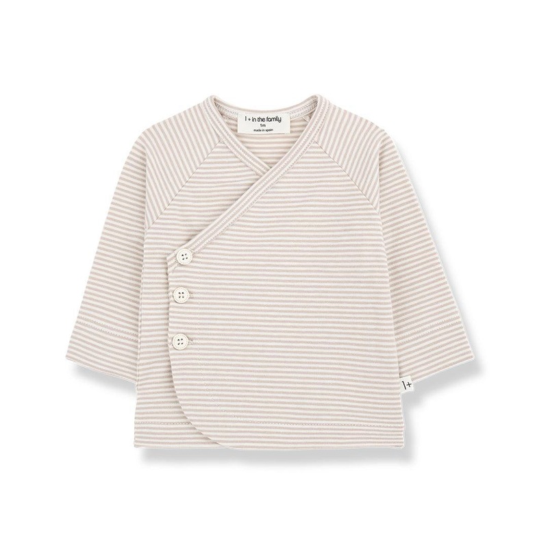 1+ In The Family Idara Long Sleeve Newborn Shirt – Beige