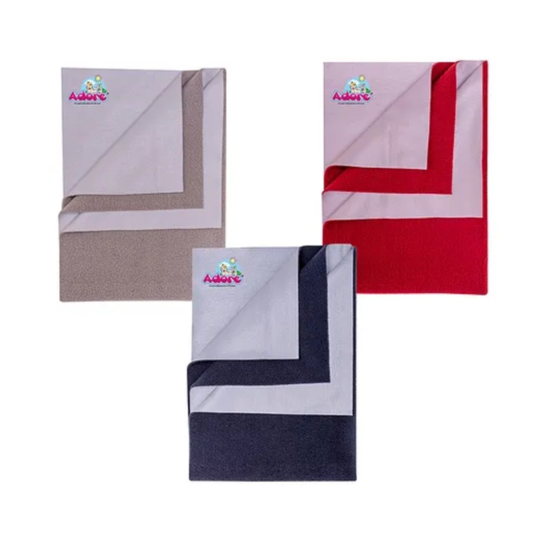 Adore Instadry Baby Bed Protector Combo-Pack of 3- Navy Blue, Maroon & Smoke Grey- Instant Drying- Protects Bed from Wetness