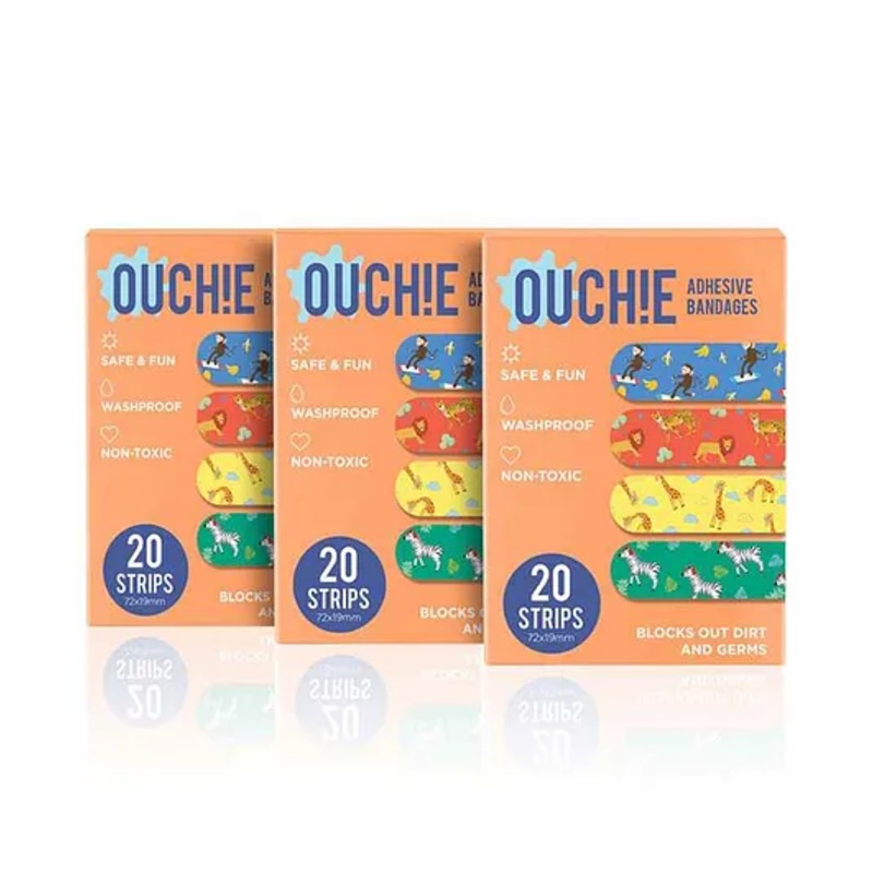 Aya Papaya Ouchie Non-Toxic Printed Bandages Pack of 3 Orange – 20 Bandages each