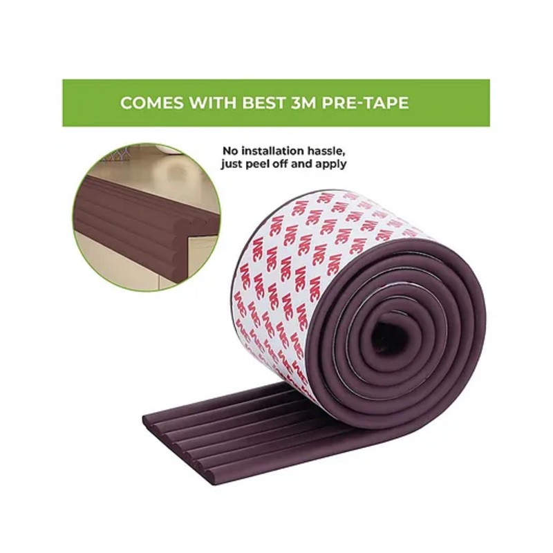 Baby Miniature 2 Meter (6.5 feet) Extra thick and Wide Mutlipurpose Edge Guard with 3 M Adhesive, Edge and Corner Protectors, BPA Free,(Brown)