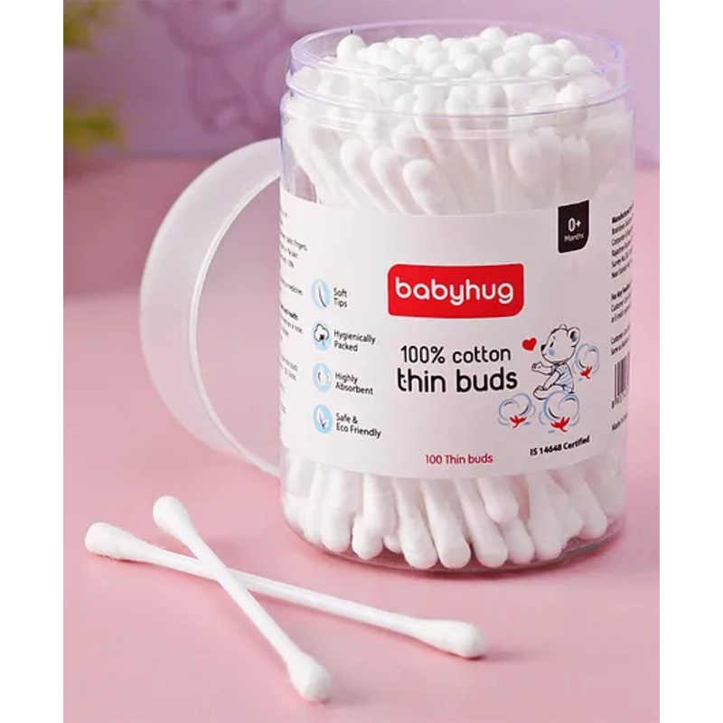 Babyhug Thin Cotton Buds – 100 Pieces