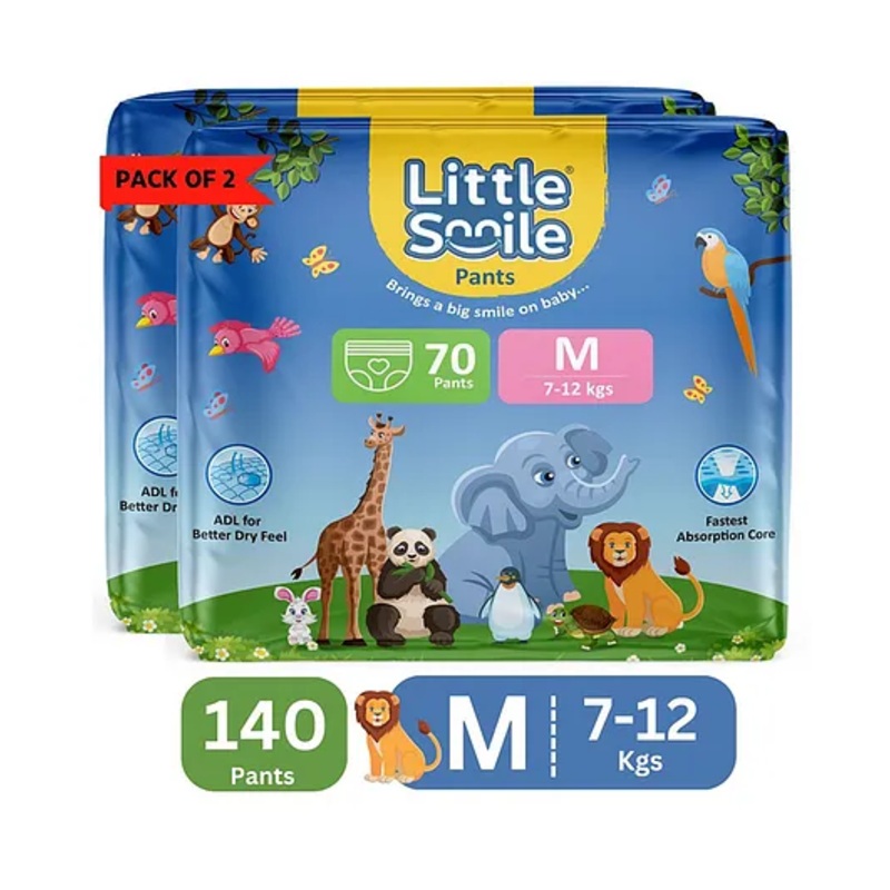 Little Smile Better Dry Feel Baby Diaper Pants | Medium | Pack of 2 – M (140 Pieces)