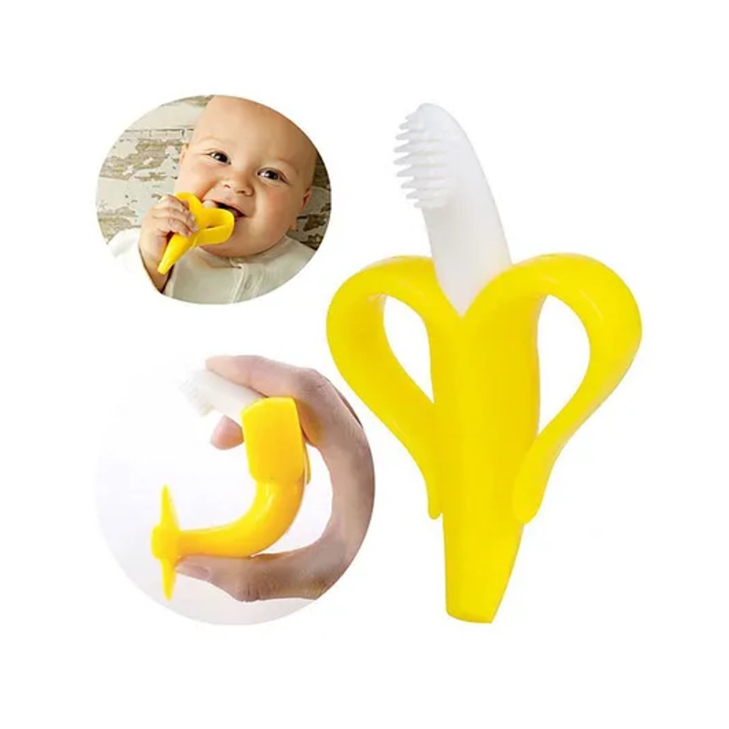Silicone Banana Shaped Teething Toothbrush – Yellow