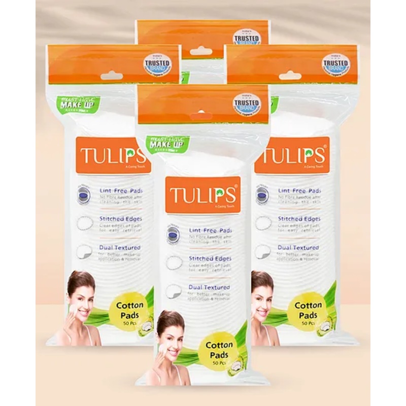 Tulips Cotton Pads Pack of 4 – 50 Pieces Each