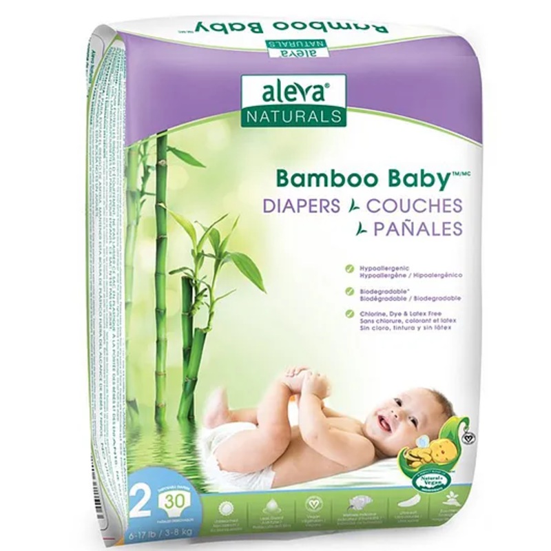 Aleva Naturals Bamboo Baby Diapers – Size 2 – 30ct