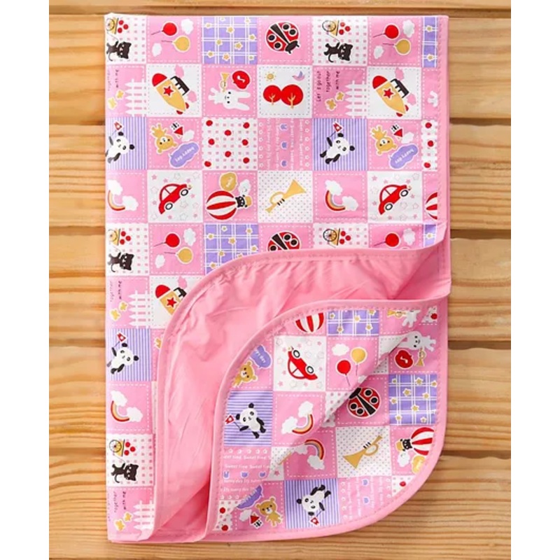 Baby Diaper Changing Waterproof Large Size Mat Sunny Day Print With PVC Material -Pink