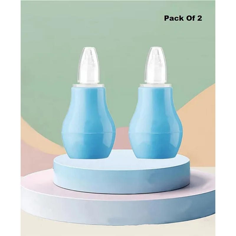 Baby Miniature Baby Nasal Nose Aspirator Suction Cleaning Tool Mucus Congestion Relief Teether Manual Nasal Aspirator-Pack of 2-BLUE Color