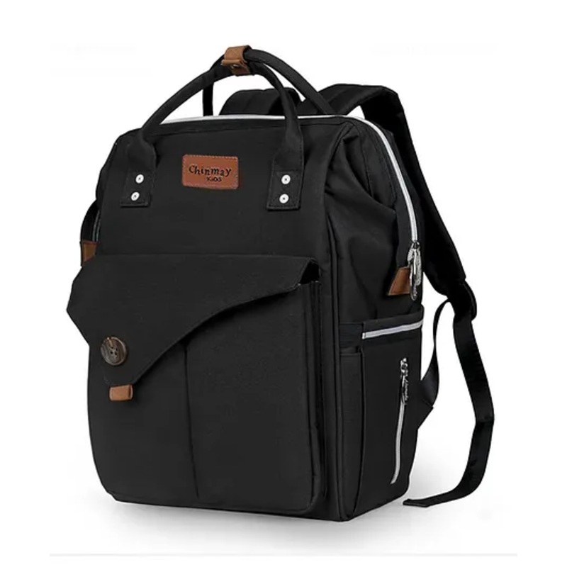 Chinmay Kids Large Capacity Mother Bag Diaper Backpack with Insulated Bottle Storage Bag Diaper Bag  (Black)