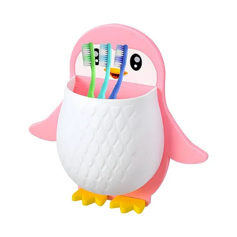COZY VIBES Penguin Wall Mount Storage Box, Adhesive Remote Case, Electric Toothbrushes Holder, Universal Controller Holder-PACK OF 1-COLOR MAY VARY