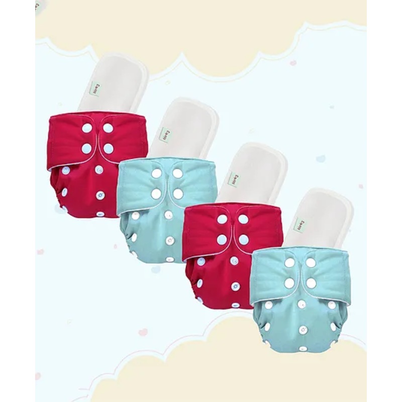 Deedry Reusable Cloth Diapers With Insert Pack of 4 – Red Blue