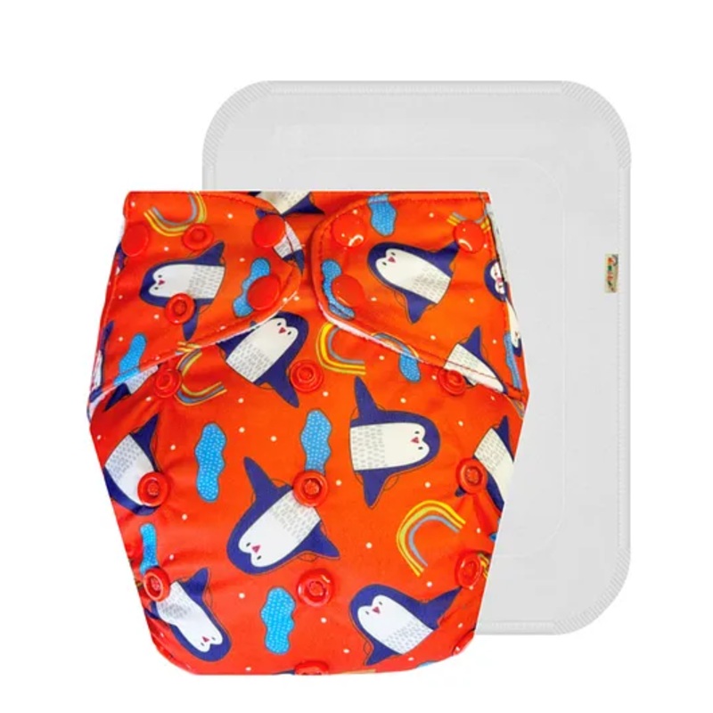 Dumbledo Cloth Diaper Free Size Leak Proof Eco-Friendly Reusable Adjustable Quick Dry Unisex Without Insert Pack of 1 – Red