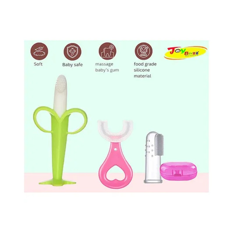 Joy Buzz Silicone Toothbrushes Pack Of 3 – Light Green