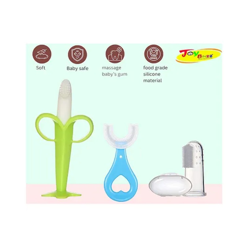 Joy Buzz Silicone Toothbrushes Pack Of 3 – White