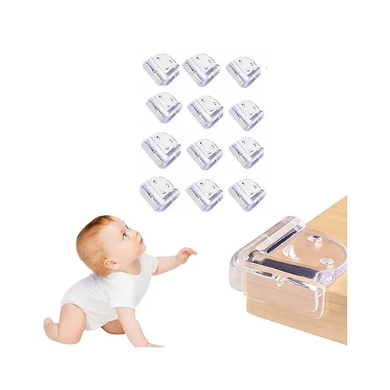 Safe-O-Kid Smiley Shaped Transparent Corner Guards  Soft, BPA-Free Baby Safety Corner Protectors- BPA-Free, Easy to Install- Pack of 12