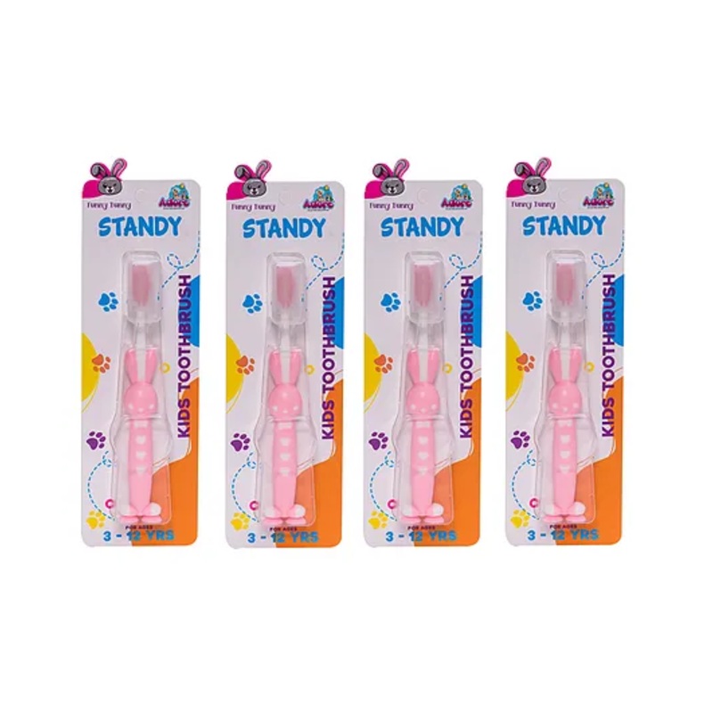 Standy Kids Toothbrush with safety Case – Pack of 4- Pink