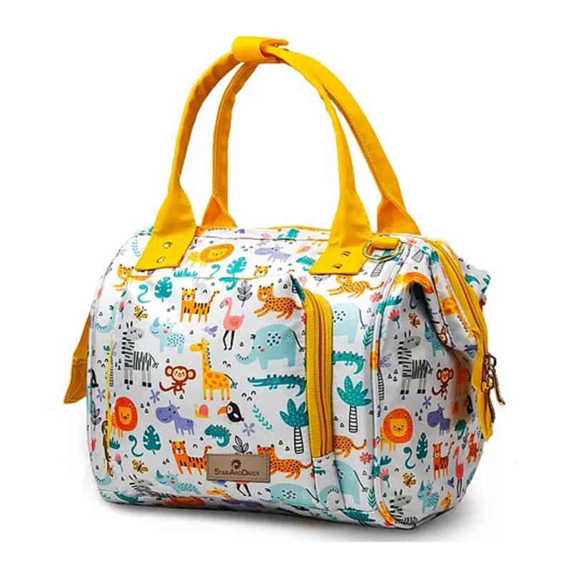 StarAndDaisy Bag for Mothers for Travel, Newborn Baby Diaper Bags, Back Opening, Waterproof Pocket, Unicorn Print – White