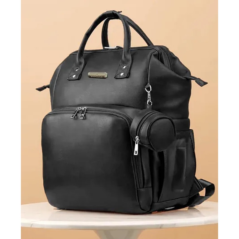 StarAndDaisy Diaper Bag for Mothers with Multi Compartments, Insulated Bottle Pockets, Waterproof, Ultra Vegan Leather, 30L capacity – Black