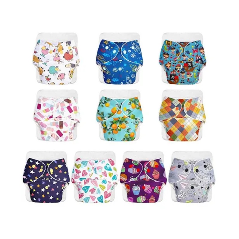 SuperBottoms BASIC Reusable Cloth Diaper for babies Free Size Adjustable – Washable and Reusable Pack of 10, 7 kg to 17 kg