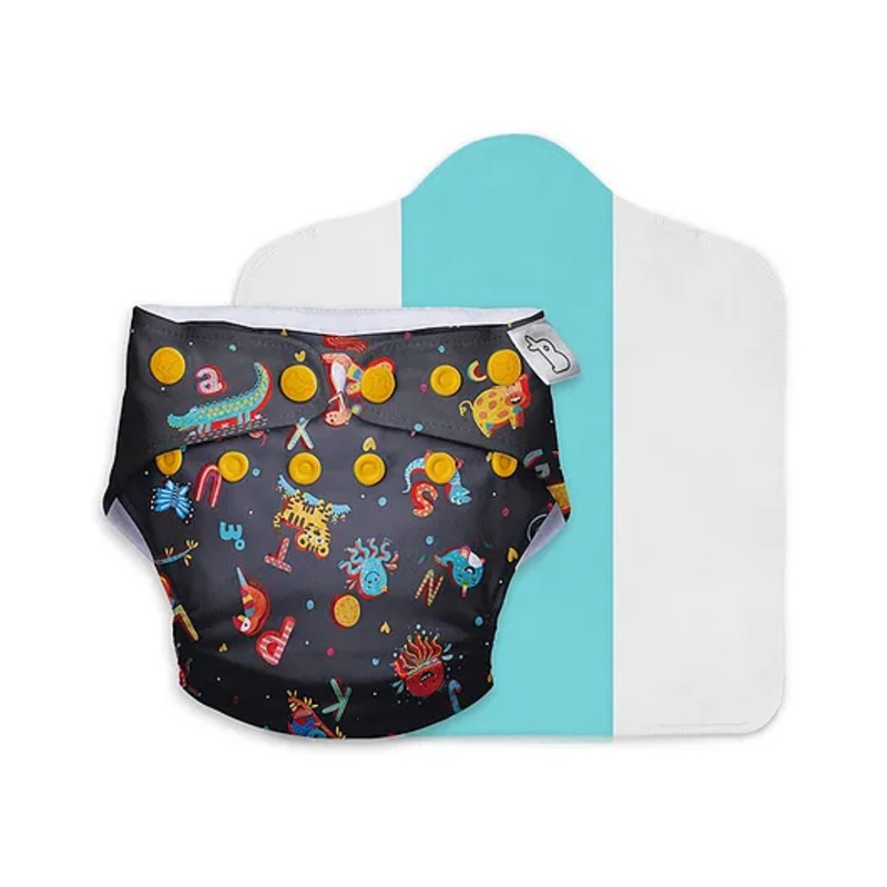 SuperBottoms Freesize UNO Cloth Diaper (3M – 3Y) Reusable with 1 Dry Feel Pad, Absorbs 4-5 Pees – A for Animal