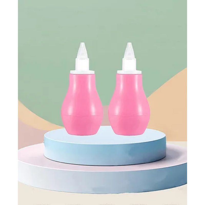 The Cheeky Kidzz Pack of 2 Baby Nose Nasal Aspirator Suction Cleaning Tool Mucus Congestion Relief Teether Manual Nasal Aspirator(PINK)