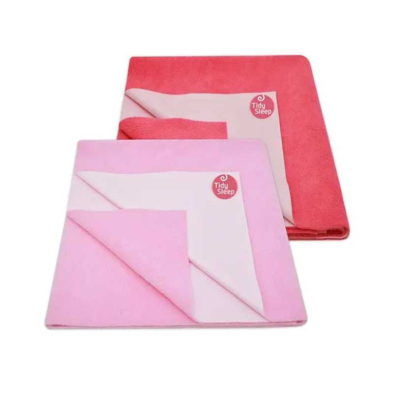 TIDY SLEEP Ultra Absorbent Baby Dry Sheets & Bed Protector Large Pack of 2 – Hot Pink