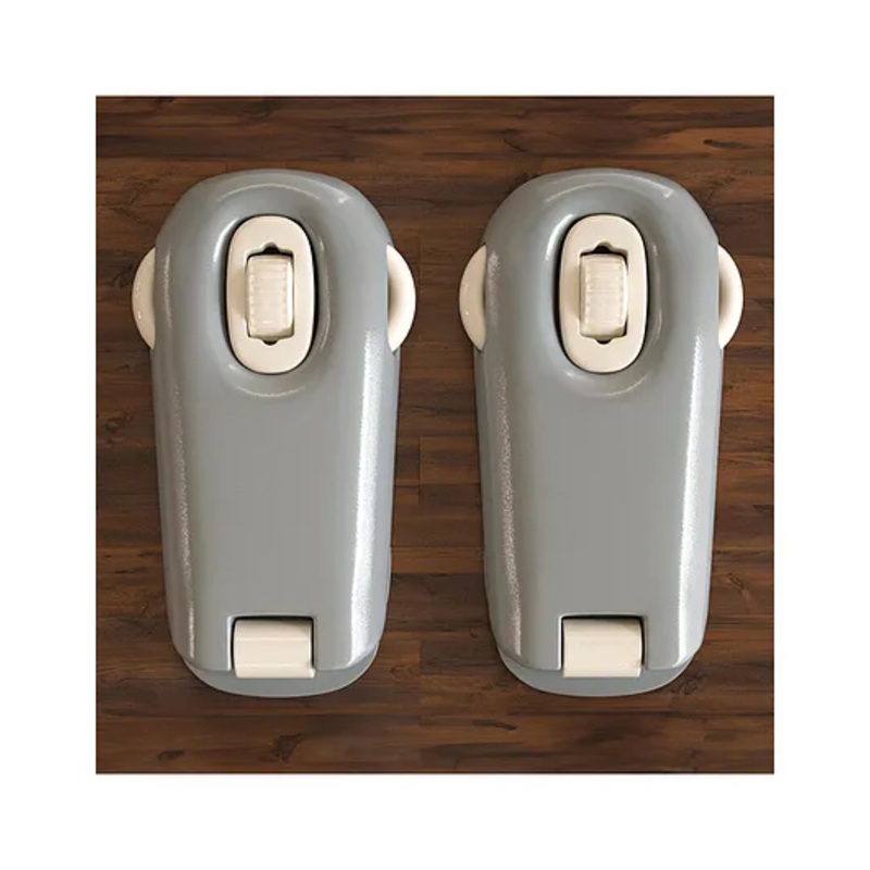 Baybee 2 Pcs Baby Safety Lock for Kids, Door Stopper for Baby Proofing Products with 3M Adhesive, Child Safety Locks for Drawers Fridge Cupboard Cabinet Lock for Infants (Grey)