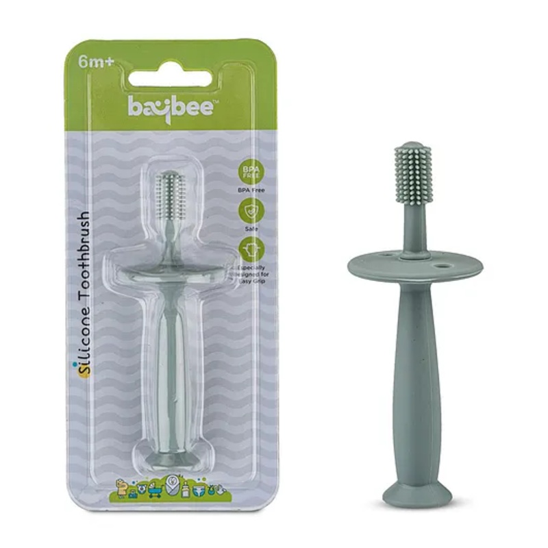 Baybee 360 Soft Silicone Baby Toothbrush with Anti Choking Handle – Green
