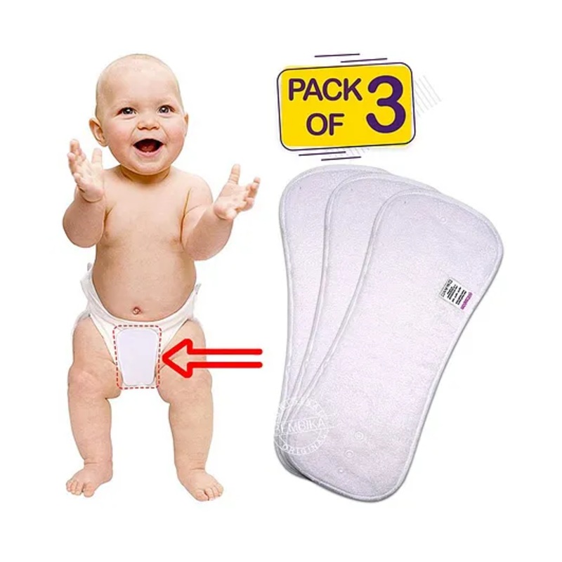 Bembika 4 Layer Cotton Nappy Inserts Pack Of 3 – White